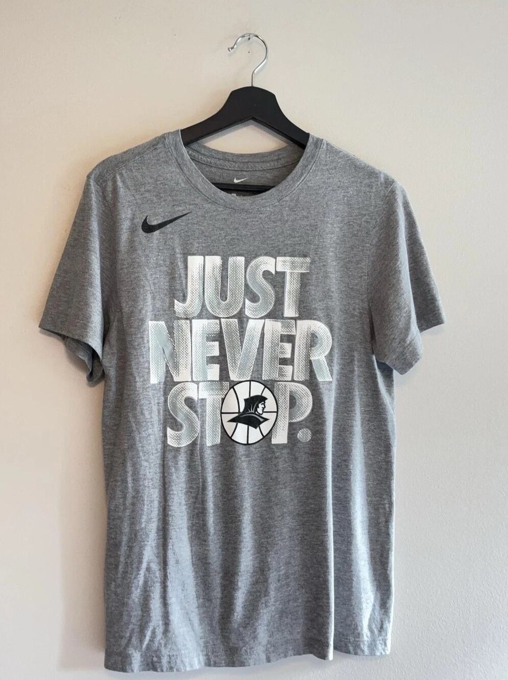 Nike Providence Shirt Mens Small Gray Just Never Stop Basketball Graphic Tee